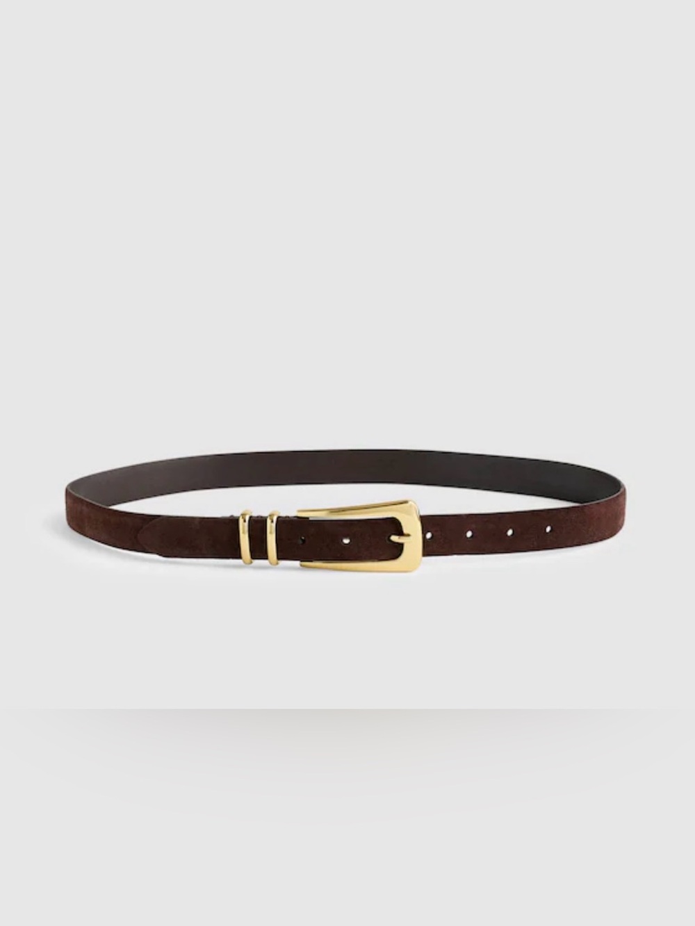 Madewell Dark Brown Suede Belt with Elongated Buckle